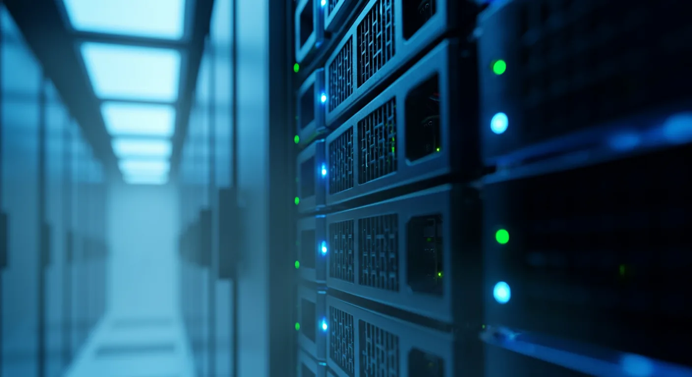 Rack-mounted VPS server v datacentru — profesionální hosting OpenClaw