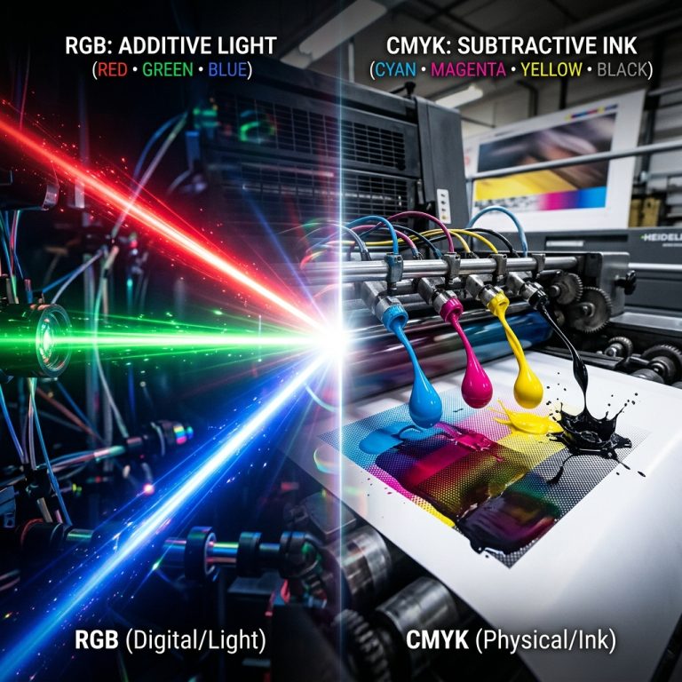 Rozdíl mezi RGB a CMYK: Jak správně připravit grafiku pro tisk (2026)