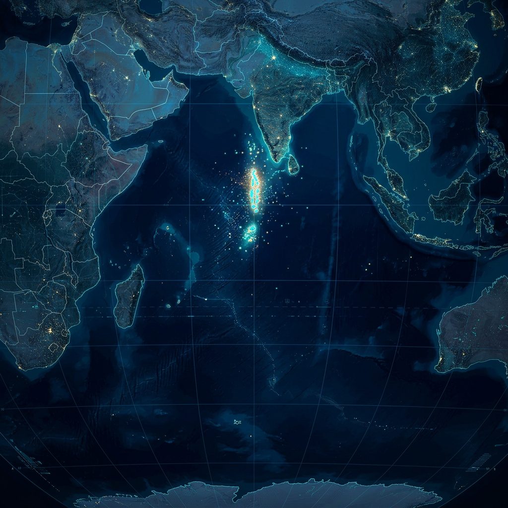 Co je doména .io? Kompletní průvodce a rizika v roce 2026 13 Mapa s vyznačeným Britským indickooceánským územím, ke kterému doména .io technicky náleží