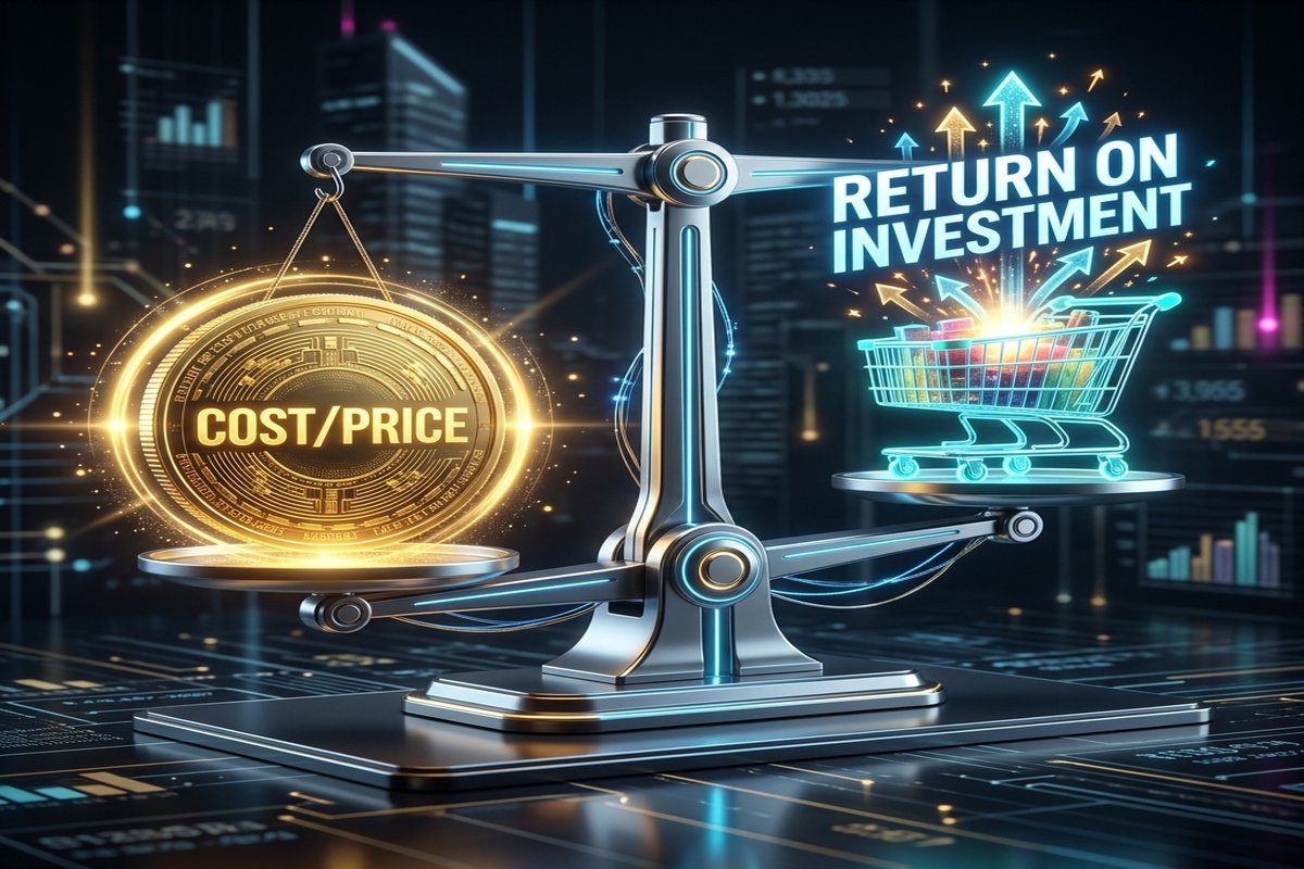 Copywriting pro e-shopy cena: Kolik stojí texty, které reálně prodávají? 1 Ilustrace znázorňující návratnost investice do kvalitního e-commerce copywritingu